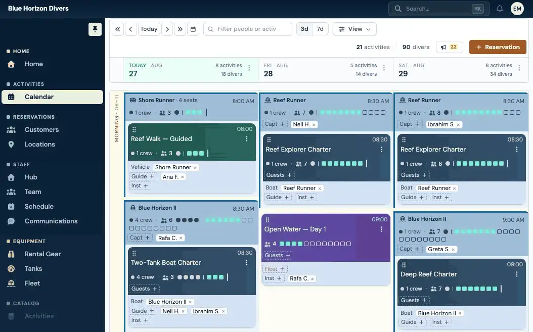 Book a group without opening five screens.